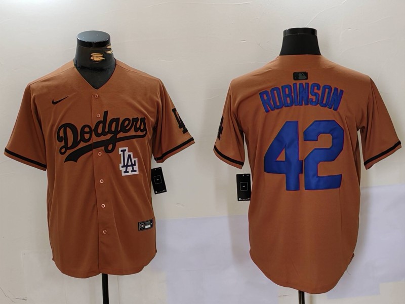 Men Los Angeles Dodgers #42 Robinson army green joint name 2024 Nike MLB Jersey style 2->los angeles dodgers->MLB Jersey
